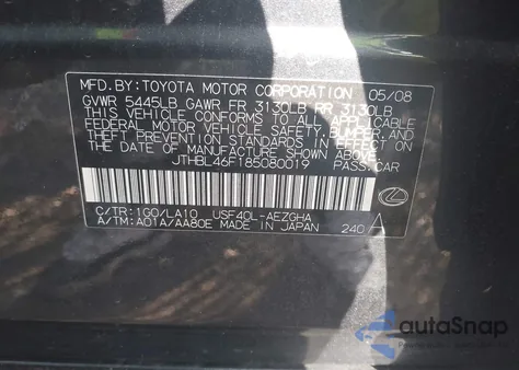 2008 Lexus Ls 460 from USA, damaged, VIN JTHBL46F185080019
